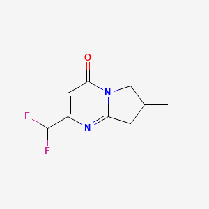 molecular formula C9H10F2N2O B13278545 2-(Difluoromethyl)-7-methyl-4H,6H,7H,8H-pyrrolo[1,2-a]pyrimidin-4-one 