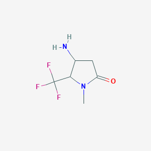 molecular formula C6H9F3N2O B13278561 4-Amino-1-methyl-5-(trifluoromethyl)pyrrolidin-2-one 