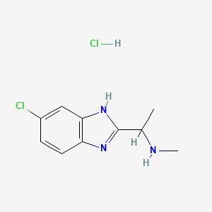 molecular formula C10H13Cl2N3 B13278595 [1-(5-Chloro-1H-1,3-benzodiazol-2-yl)ethyl](methyl)amine hydrochloride 