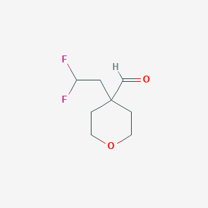 molecular formula C8H12F2O2 B13278663 4-(2,2-Difluoroethyl)oxane-4-carbaldehyde 