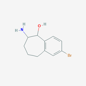 molecular formula C11H14BrNO B13278686 6-amino-2-bromo-6,7,8,9-tetrahydro-5H-benzo[7]annulen-5-ol 