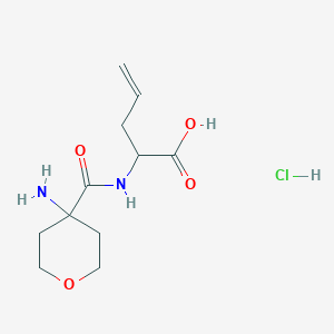 molecular formula C11H19ClN2O4 B13278701 2-[(4-Aminooxan-4-yl)formamido]pent-4-enoic acid hydrochloride 