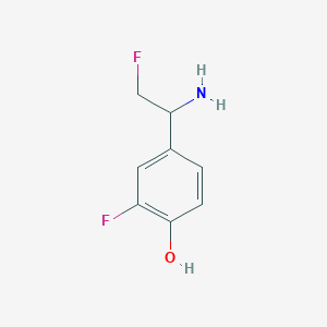 molecular formula C8H9F2NO B13278705 4-(1-Amino-2-fluoroethyl)-2-fluorophenol 