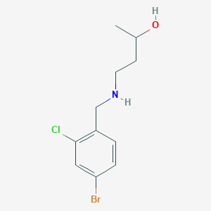 molecular formula C11H15BrClNO B13278713 4-{[(4-Bromo-2-chlorophenyl)methyl]amino}butan-2-ol 