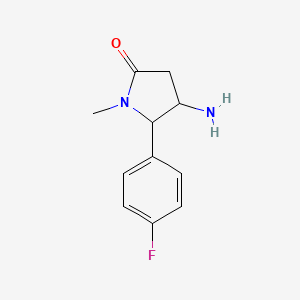 molecular formula C11H13FN2O B13278765 4-Amino-5-(4-fluorophenyl)-1-methylpyrrolidin-2-one 