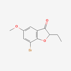 molecular formula C11H11BrO3 B13278770 7-Bromo-2-ethyl-5-methoxy-2,3-dihydro-1-benzofuran-3-one 