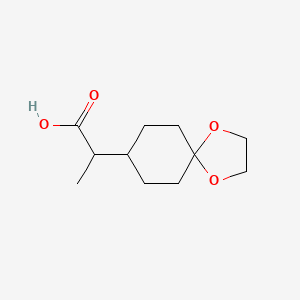 molecular formula C11H18O4 B13278783 2-{1,4-Dioxaspiro[4.5]decan-8-yl}propanoic acid 