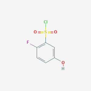 molecular formula C6H4ClFO3S B13278807 2-Fluoro-5-hydroxybenzene-1-sulfonyl chloride 