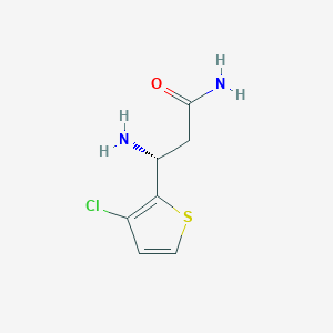 molecular formula C7H9ClN2OS B13278813 (3R)-3-Amino-3-(3-chlorothiophen-2-yl)propanamide 