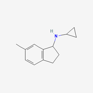 molecular formula C13H17N B13278823 N-cyclopropyl-6-methyl-2,3-dihydro-1H-inden-1-amine 