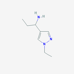 molecular formula C8H15N3 B13278829 1-(1-ethyl-1H-pyrazol-4-yl)propan-1-amine 