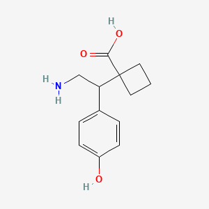 molecular formula C13H17NO3 B13278832 1-[2-Amino-1-(4-hydroxyphenyl)ethyl]cyclobutane-1-carboxylic acid 