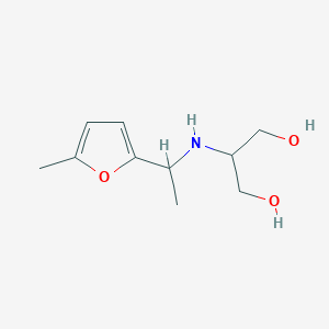 molecular formula C10H17NO3 B13278835 2-{[1-(5-Methylfuran-2-yl)ethyl]amino}propane-1,3-diol 