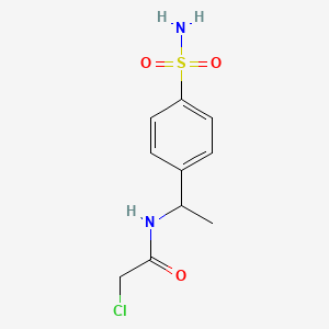 molecular formula C10H13ClN2O3S B13278837 N-{1-[4-(aminosulfonyl)phenyl]ethyl}-2-chloroacetamide CAS No. 929973-40-0