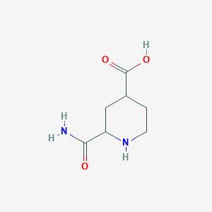 molecular formula C7H12N2O3 B13278848 2-Carbamoylpiperidine-4-carboxylic acid 