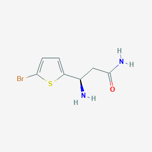 molecular formula C7H9BrN2OS B13278858 (3R)-3-Amino-3-(5-bromothiophen-2-YL)propanamide 