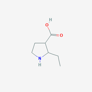 molecular formula C7H13NO2 B13278865 2-Ethylpyrrolidine-3-carboxylic acid 