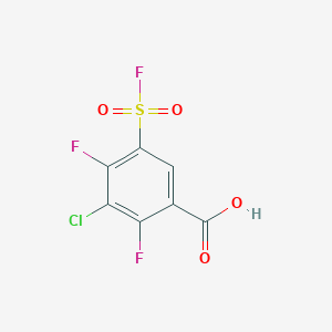 molecular formula C7H2ClF3O4S B13278887 3-Chloro-2,4-difluoro-5-(fluorosulfonyl)benzoic acid 