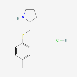 molecular formula C12H18ClNS B13278940 2-{[(4-Methylphenyl)sulfanyl]methyl}pyrrolidine hydrochloride 