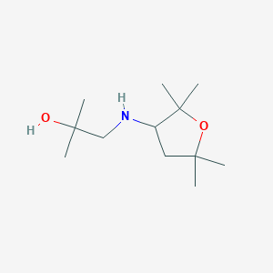 molecular formula C12H25NO2 B13278941 2-Methyl-1-[(2,2,5,5-tetramethyloxolan-3-yl)amino]propan-2-ol 