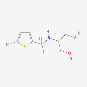 molecular formula C9H14BrNO2S B13278948 2-{[1-(5-Bromothiophen-2-yl)ethyl]amino}propane-1,3-diol 