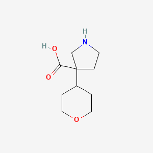 molecular formula C10H17NO3 B13278961 3-(Oxan-4-yl)pyrrolidine-3-carboxylic acid 