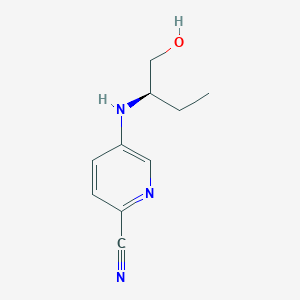 molecular formula C10H13N3O B13278962 5-{[(2R)-1-hydroxybutan-2-yl]amino}pyridine-2-carbonitrile 