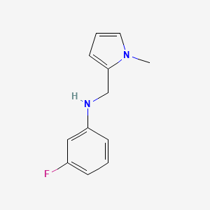 molecular formula C12H13FN2 B13278980 3-Fluoro-N-[(1-methyl-1H-pyrrol-2-yl)methyl]aniline 