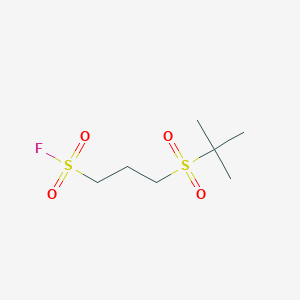 molecular formula C7H15FO4S2 B13279025 3-(2-Methylpropane-2-sulfonyl)propane-1-sulfonyl fluoride 