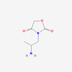 molecular formula C6H10N2O3 B13279034 3-(2-Aminopropyl)-1,3-oxazolidine-2,4-dione 