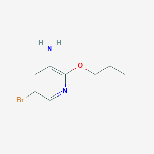 molecular formula C9H13BrN2O B13279036 5-Bromo-2-(butan-2-yloxy)pyridin-3-amine 