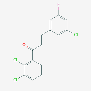 molecular formula C15H10Cl3FO B1327907 3-(3-Chloro-5-fluorophenyl)-2',3'-dichloropropiophenone CAS No. 898751-24-1