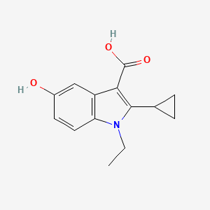 molecular formula C14H15NO3 B13279075 2-Cyclopropyl-1-ethyl-5-hydroxy-1H-indole-3-carboxylic acid 