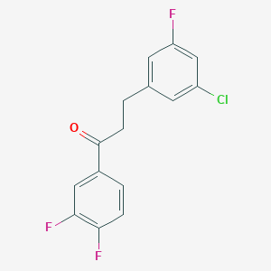 molecular formula C15H10ClF3O B1327913 3-(3-氯-5-氟苯基)-3',4'-二氟丙酮 CAS No. 898751-48-9