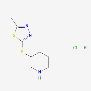 molecular formula C8H14ClN3S2 B13279146 2-Methyl-5-(piperidin-3-ylthio)-1,3,4-thiadiazole hydrochloride 