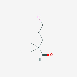 molecular formula C7H11FO B13279157 1-(3-Fluoropropyl)cyclopropane-1-carbaldehyde 