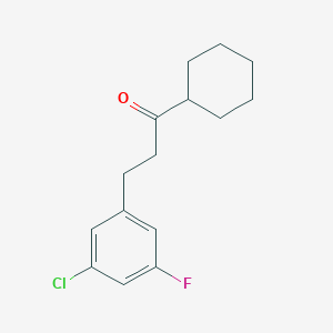 molecular formula C15H18ClFO B1327918 2-(3-Chloro-5-fluorophenyl)ethyl cyclohexyl ketone CAS No. 898751-73-0