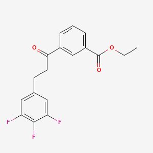 molecular formula C18H15F3O3 B1327928 3'-羧乙氧基-3-(3,4,5-三氟苯基)丙酮 CAS No. 898777-78-1