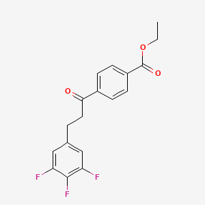 molecular formula C18H15F3O3 B1327929 Ethyl 4-[3-(3,4,5-trifluorophenyl)propanoyl]benzoate CAS No. 898777-80-5