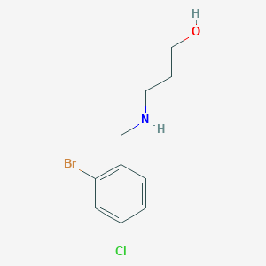 molecular formula C10H13BrClNO B13279298 3-{[(2-Bromo-4-chlorophenyl)methyl]amino}propan-1-ol 