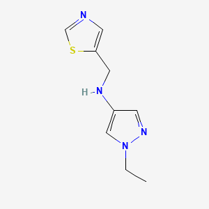 molecular formula C9H12N4S B13279310 1-ethyl-N-(1,3-thiazol-5-ylmethyl)-1H-pyrazol-4-amine 