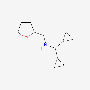 molecular formula C12H21NO B13279320 (Dicyclopropylmethyl)(oxolan-2-ylmethyl)amine 