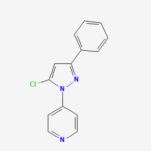 molecular formula C14H10ClN3 B13279332 4-(5-Chloro-3-phenyl-1H-pyrazol-1-yl)pyridine CAS No. 1494318-50-1