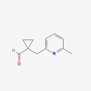molecular formula C11H13NO B13279342 1-[(6-Methylpyridin-2-yl)methyl]cyclopropane-1-carbaldehyde 
