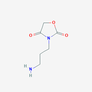 molecular formula C6H10N2O3 B13279358 3-(3-Aminopropyl)-1,3-oxazolidine-2,4-dione 