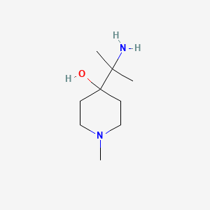 molecular formula C9H20N2O B13279404 4-(2-Aminopropan-2-yl)-1-methylpiperidin-4-ol 