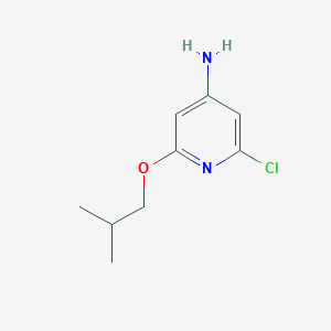 molecular formula C9H13ClN2O B13279431 2-Chloro-6-(2-methylpropoxy)pyridin-4-amine 