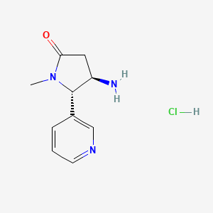 molecular formula C10H14ClN3O B13279456 (4R,5S)-4-Amino-1-methyl-5-(pyridin-3-yl)pyrrolidin-2-one hydrochloride 