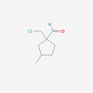 molecular formula C8H13ClO B13279490 1-(Chloromethyl)-3-methylcyclopentane-1-carbaldehyde 