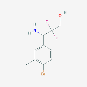 molecular formula C10H12BrF2NO B13279506 3-Amino-3-(4-bromo-3-methylphenyl)-2,2-difluoropropan-1-ol 